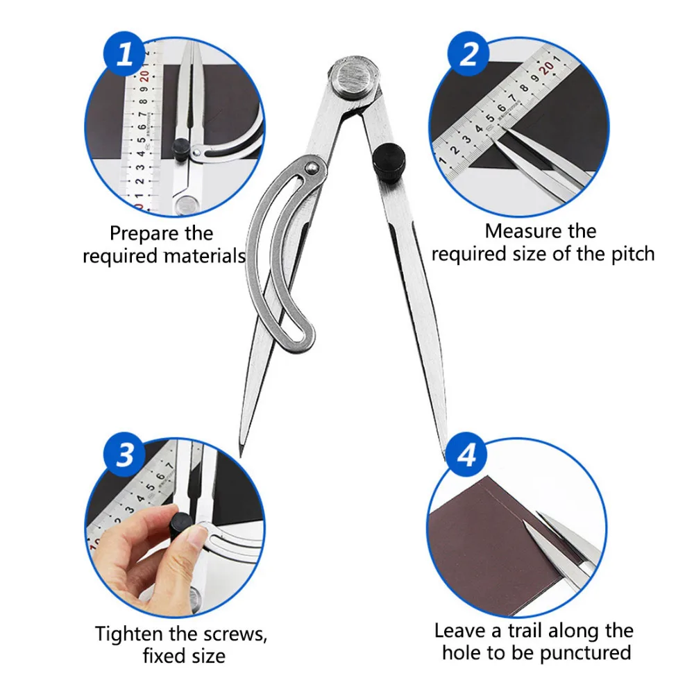 100 мм прочное регулируемое для крыла разделительный край 0-175 мм кожа ручной работы scriber регулируемый вращающийся инструмент компаса