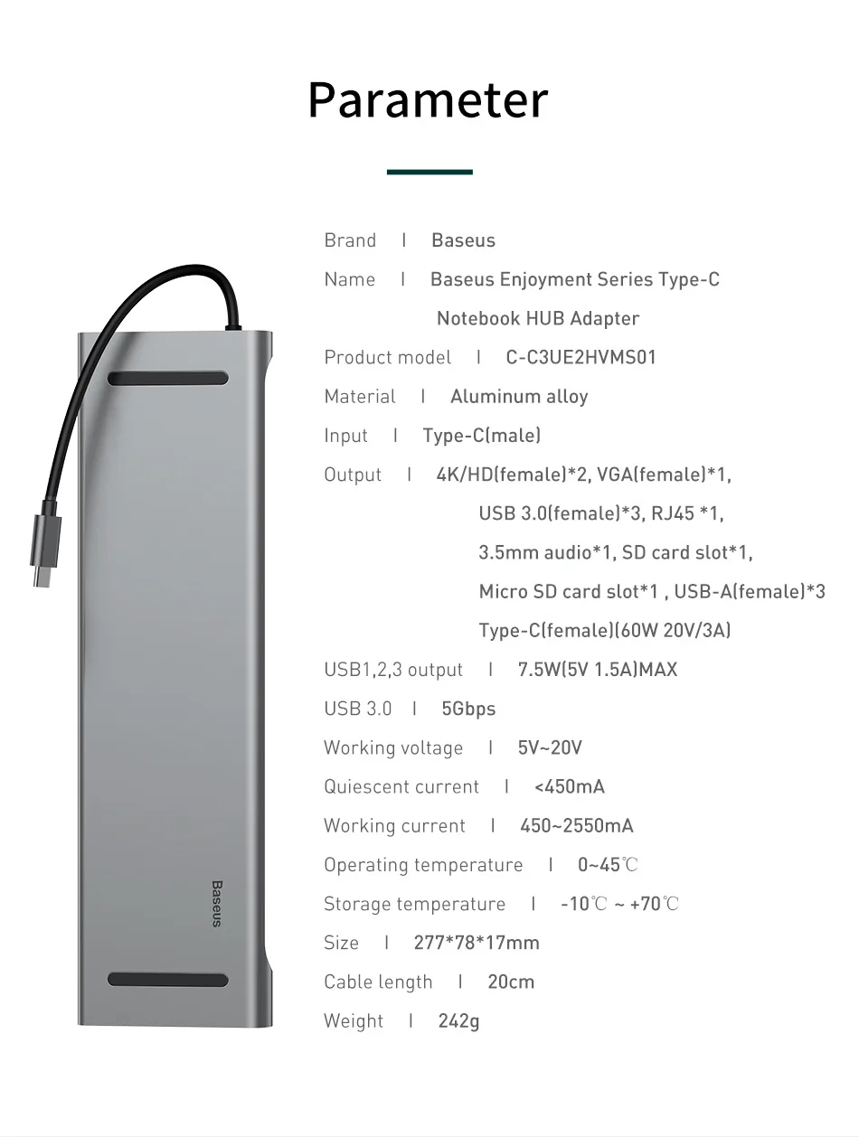 Baseus концентратор USB type C до 3,0 USB HDMI RJ45 usb-хаб для MacBook Pro Аксессуары USB разветвитель мульти 11 портов type C концентратор USB-C