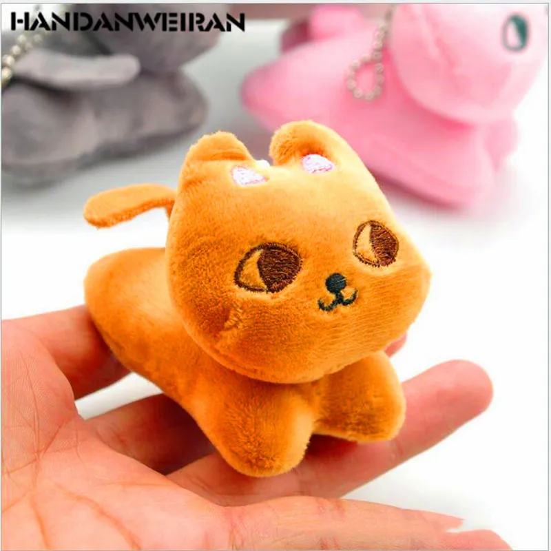1PCS 8CM Korean Mini Cat Plush Toys Small Pendant Cute Dolls Hanging