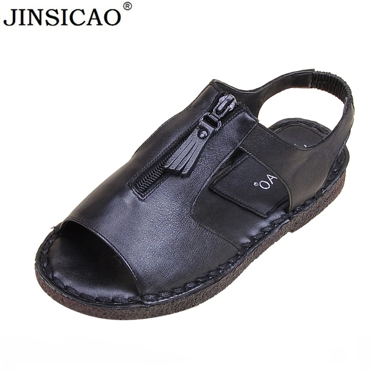

Women Sandals Summer Genuine Leather Retro Handmade mother sandals Soft bottom Leisure Women Shoes zapatillas mujer