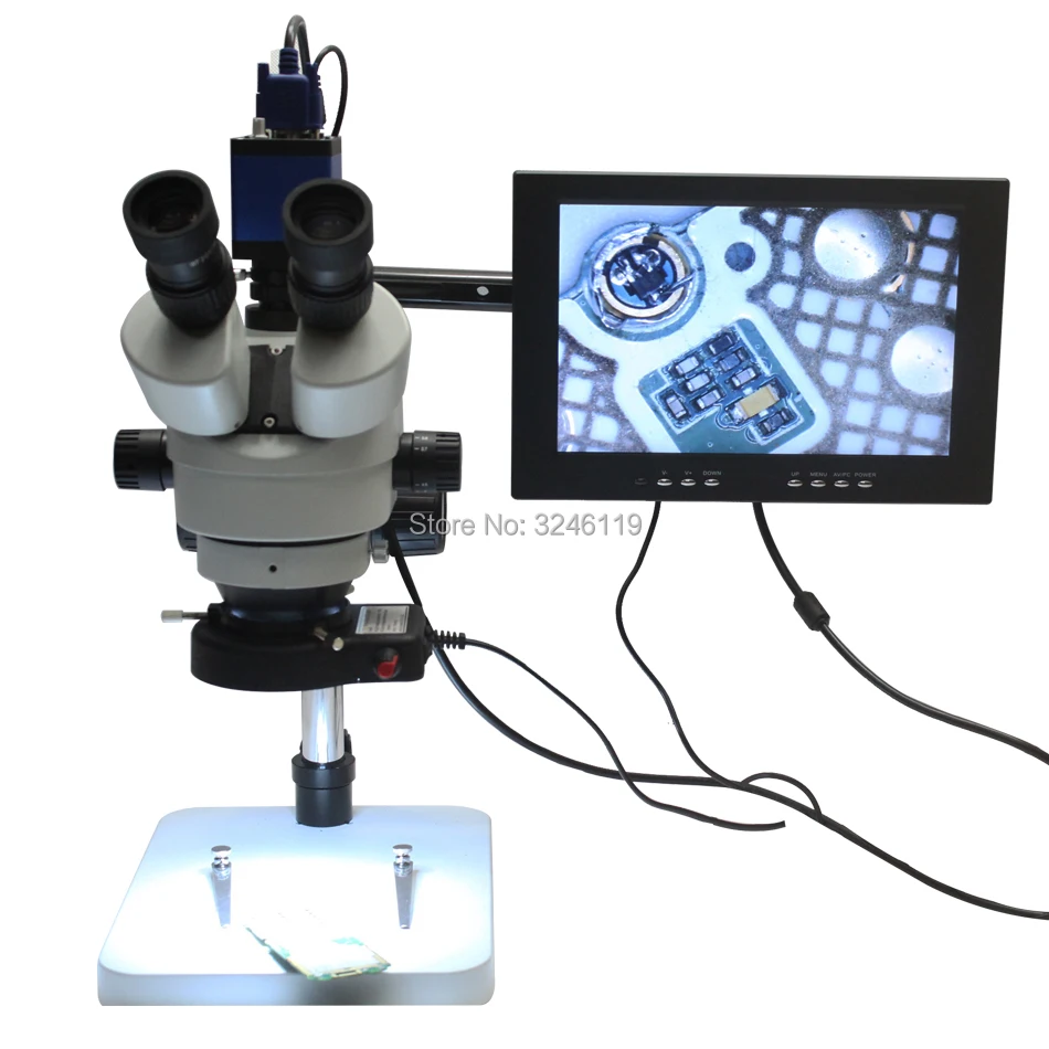 Binocular Trinocular Stereo Microscope 7X 90X Continuous