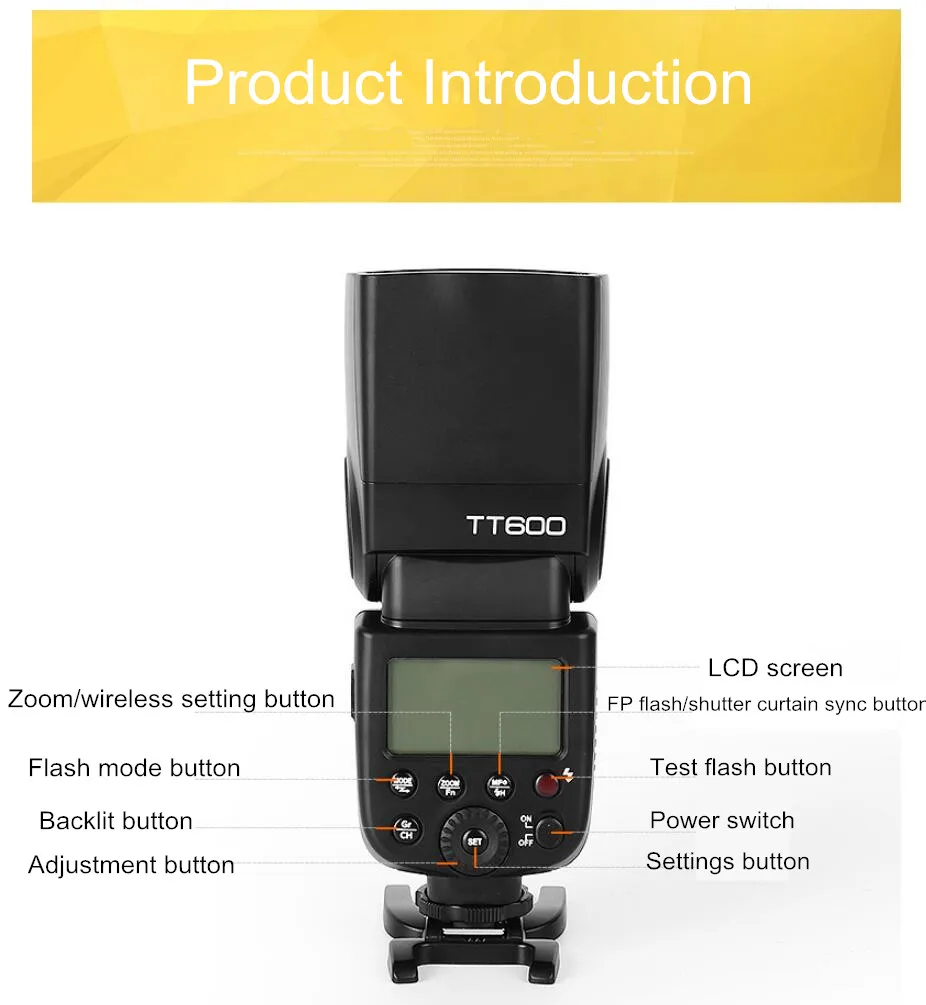 Godox TT600 TT600-S 2.4G Wireless GN60 Master/Slave Camera Flash Speedlite for C