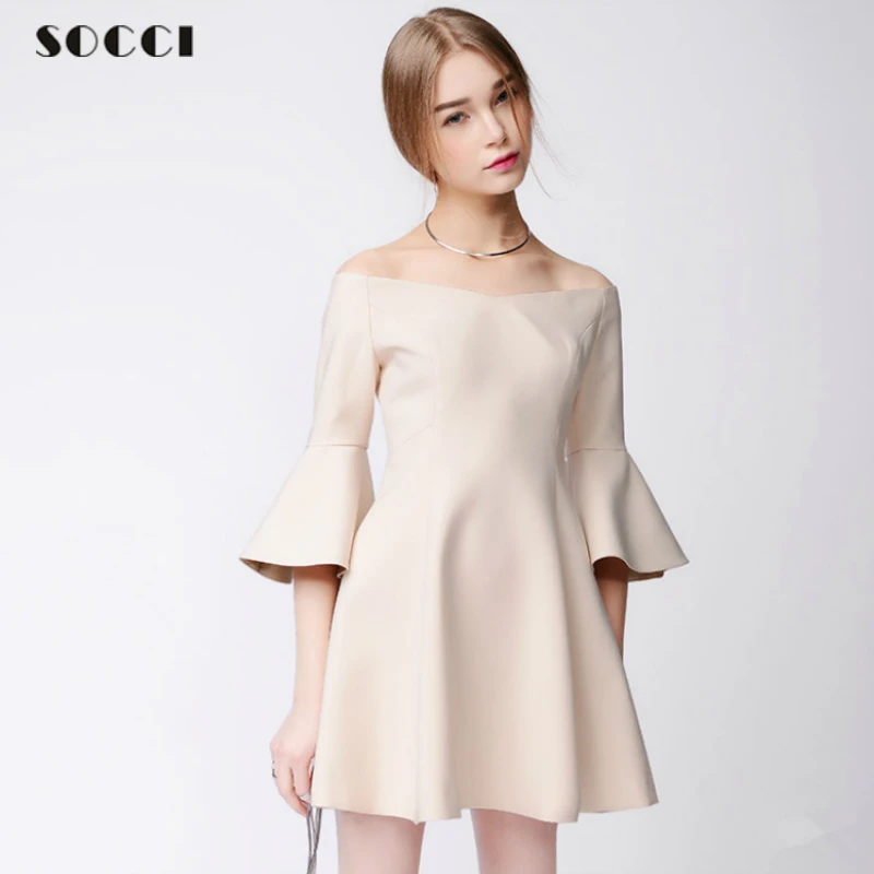 2016 New Arrival Mini Ruffle Sleeve Cocktail Dress Off The