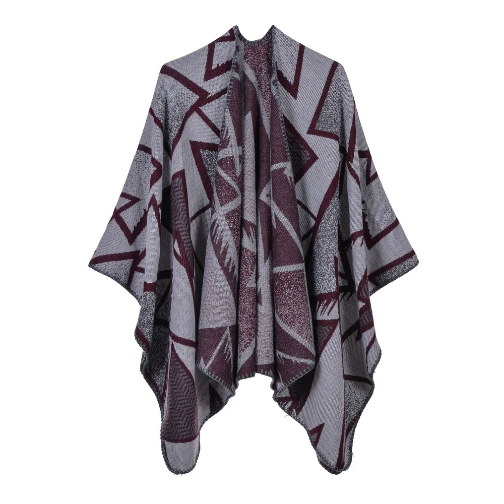 

Geometric Print Ponchos 2019 New Cashmere Scarves Women Winter Warm Shawls and Wraps Brand Designer Pashmina Thick Capes Femme