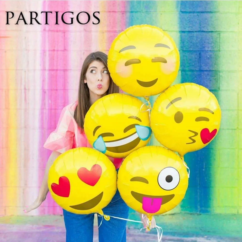 

5pcs/lot 18 inch emoji foil balloons Smile Cry Heart Expression Wedding Birthday Party Decor balon Child Gifts globos supplies