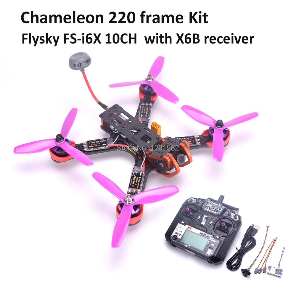 Хамелеон FPV 220 мм рама Квадрокоптер F3 Acro контроллер 2205 2300kv Littlebee 30A BLHeli-s ESC Flysky FS-I6/FS-I6X