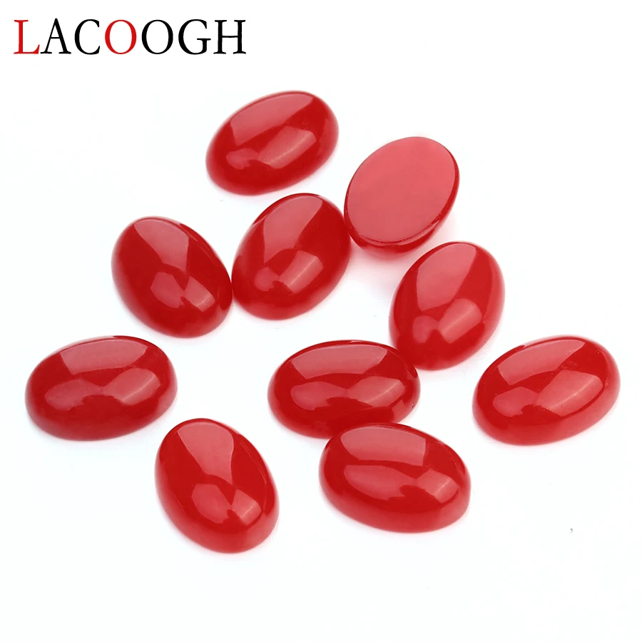 

Wholesale Fashion 10pcs Natural Bulk Red Stone Beads 10x14 13x18mm Flat Back Oval Onyx Cabochons Stone Beads for Jewelry Making
