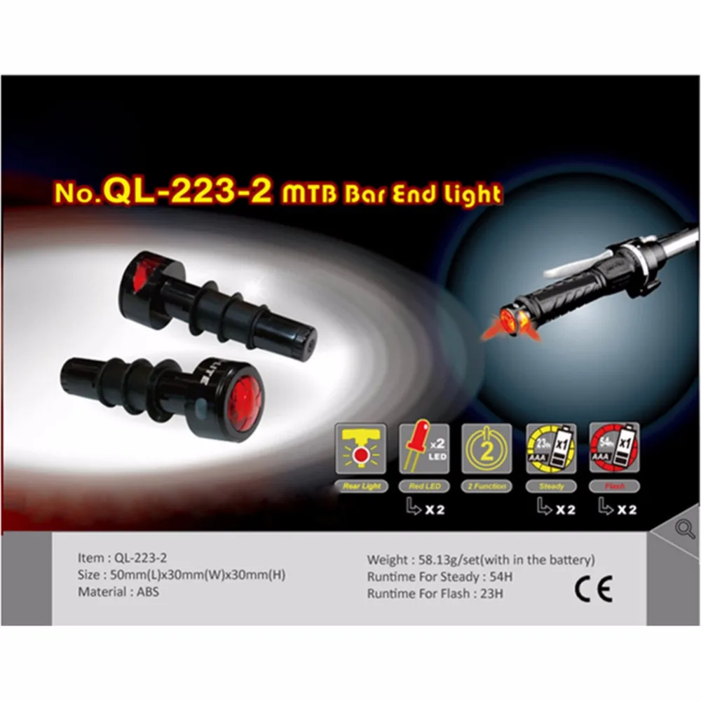 Perfect Taiwan Q-LITE MTB Bar End Light Ergonomics 2 Mode Steady Flash Road Bike Bar End Light Super Light Bicycle Handlebar Rear Light 2