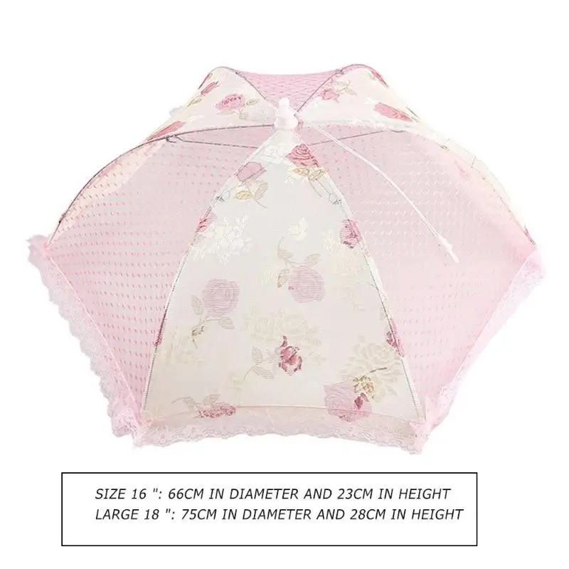 Home Food Cover Anti Mosquito Fly Resistant Lace Foldable Umbrella Table Desk Food Cover for Kitchen Gadget Outdoor Picnic
