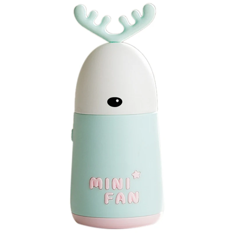 

Hot! Portable Handheld Fan Desktop Mini Fan Cute Cartoon Deer Ear Shape Fan Charging Fan Light