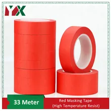 Yx 赤耐熱マスキングテープしわ粘着テープ高温避難所自動車スプレーペイント焼付塗料テープ 33 メートル(China)
