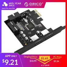 ORICO USB 3,0 PCI-E адаптер карты расширения PCI-E USB 3,0 контроллер-концентратор адаптер для Windows Vista ПК ноутбука (PVU3-2O2I)