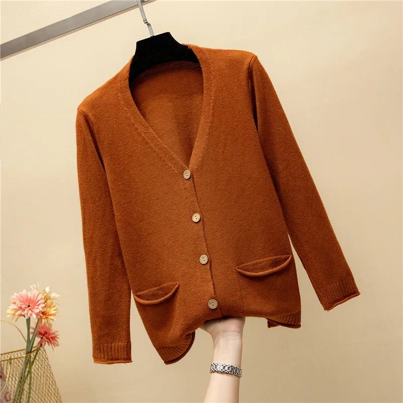 2018 New Fashion Spring Autumn Women Cardigan Sweaters Long sleeve Single-breasted V-neck stitching Solid Knitted Top Clothing (26)