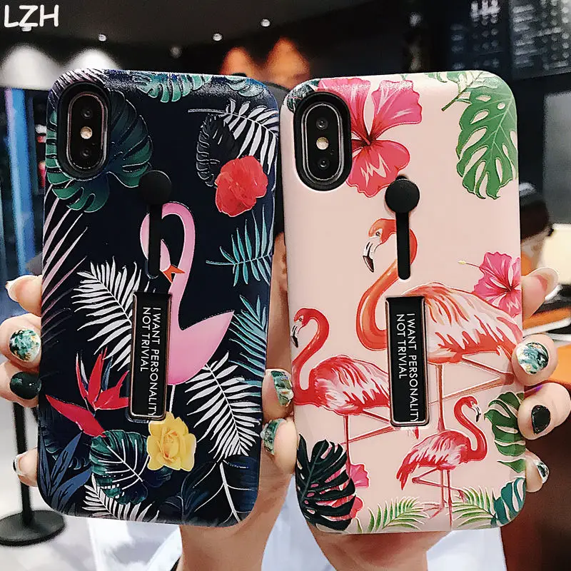 Рельефный чехол с рисунком фламинго для Apple iPhone X XR кольцо на палец резиновая