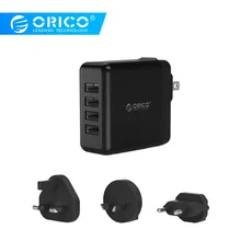 ORICO USB зарядное устройство 4 порта USB супер зарядное устройство 5V6. 8A 34 Вт настенное зарядное устройство с конвертером EU UK AU вилка