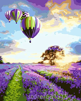 

Frameless Wall Picture Painting By Numbers Canvas Painting Home Decor Paint By Number Lavender and Balloon Paint By Numbers