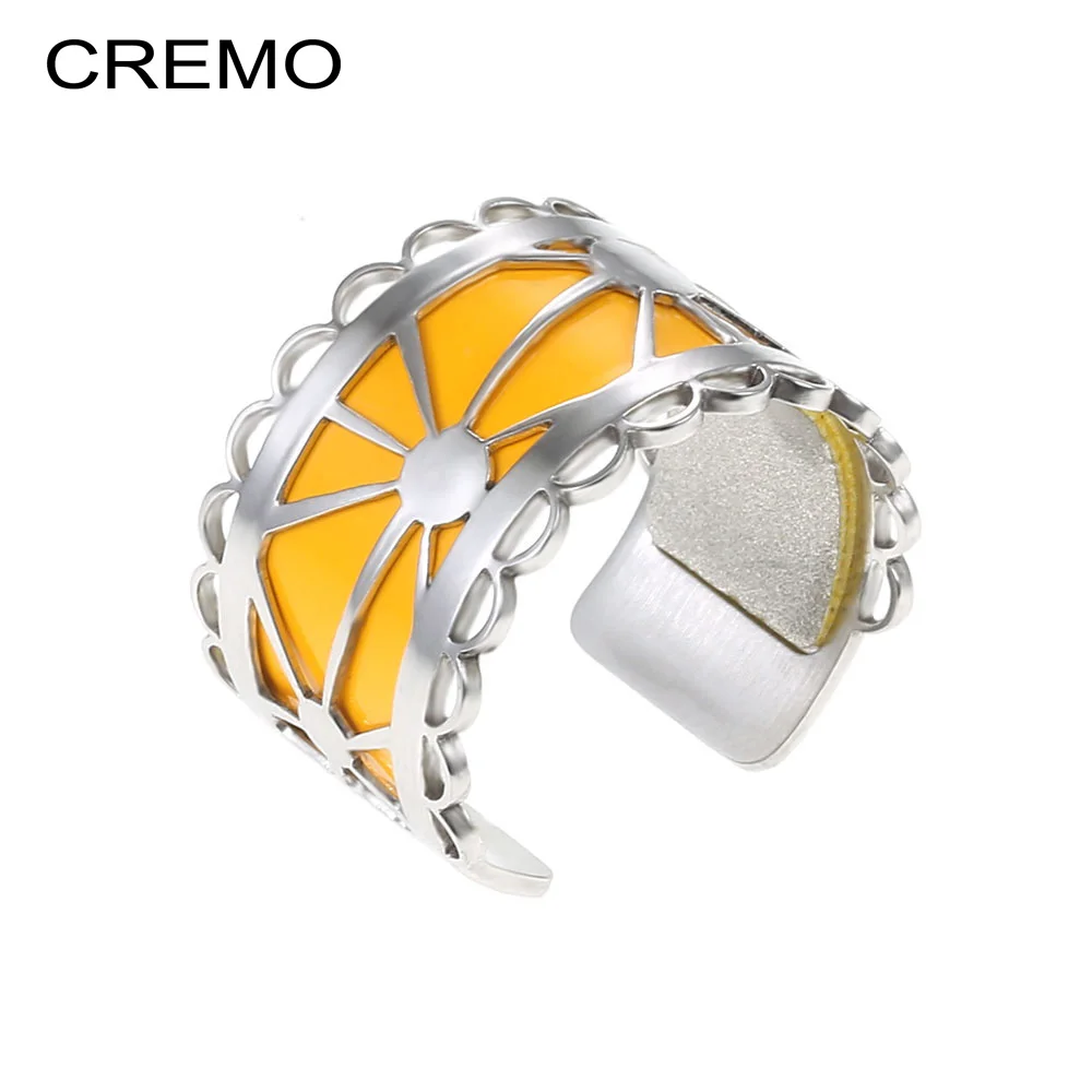 

Cremo Fashion Argent Open Rings For Women Original Handmade stainless steel Bague Femme Interchangeable Leather Jewelry