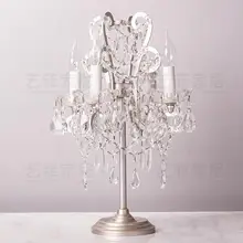 Francés Vintage lámpara de mesa de hierro forjado de cristal lámpara, candelero dormitorio cabecera Castillo de la princesa arte de decoración de la vela