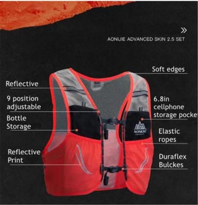 AONIJIE 2.5L Running Vest Lightweight Backpack Breathable Cycling Marathon Harness Water Bladder Hiking Camping Running