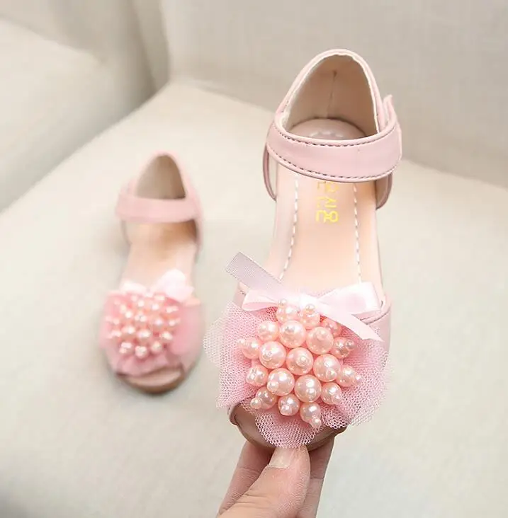 

Spring Summer 2019 Baby Toddler Girls Princess Sandals Little Kids Pink Fashion Flats Children Pearl Flower Sandals