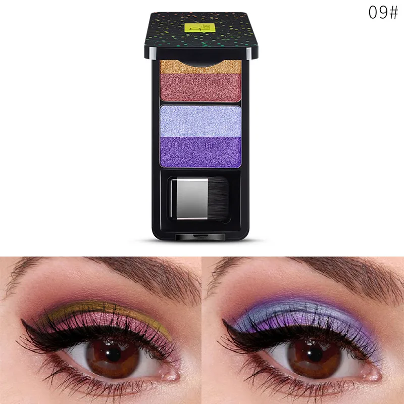 

4 Color Eyeshadow Pan Golden Onion Powder Pearl Luster Subgloss Lasting Eyeshadow Plate 5.14