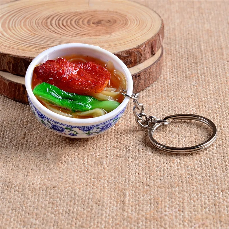 

Creative Style Chinese Simulation Food Mini Pendant Key Chains Imitatiton Noodle Metal Key Ring Keychains 17 Kinds