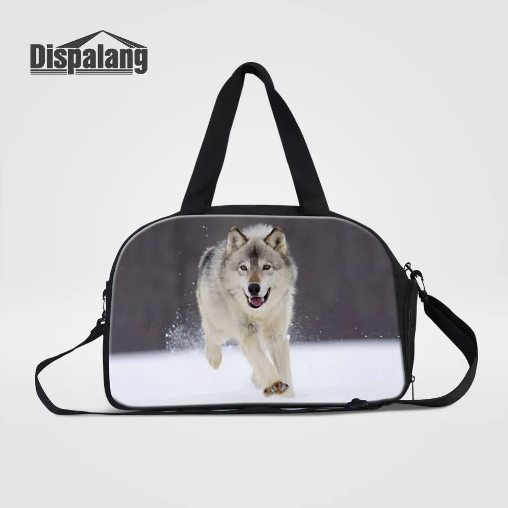 Dispalang Men's Travel Bags Wolf Animal Print Crossbody Luggage Bag
