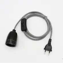 2 метра евро вилка Мощность шнур с линейного выключателя E27 Керамика держатель лампы