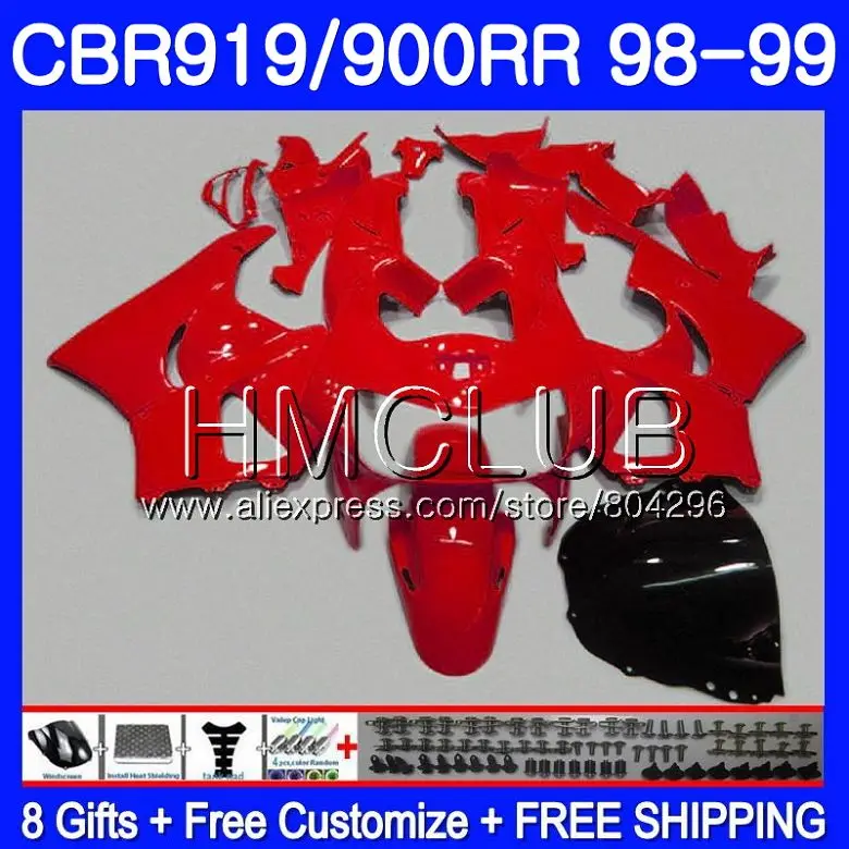 

Body For HONDA CBR 900RR CBR 919RR CBR919RR 98 99 Glossy red 69HM18 CBR900 RR CBR 919 RR CBR900RR CBR919 RR 1998 1999 Fairing