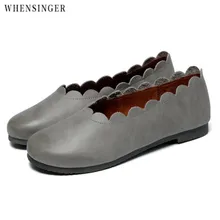 Whensinger/Женские туфли-лодочки Для женщин обувь на плоской подошве, лоферы Повседневное дамы скольжения коровы для вождения водонепроницаемые Мокасины обувь из натуральной кожи