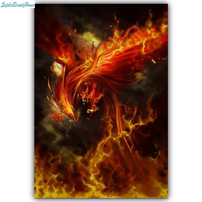 

5D color DIY diamond painting dream fire Phoenix embroidery jewelry full diamond pattern embroidery cross stitch mosaic decorati
