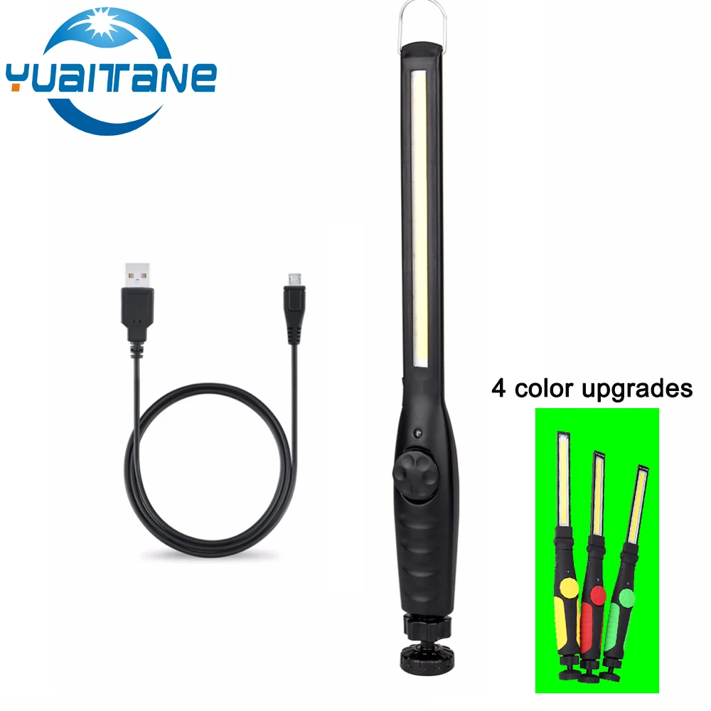 

USB Rechargeable Portable COB Flashlight Torch 4 Colors LED Work Light Magnetic COB Lanterna Hanging Lamp for Car Repair Camping