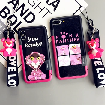 

For iphone X bumper & back front Tempered Glass Screen film for iPhone 7 plus shockproof bumper pink for iphone 8 6s plus +strap