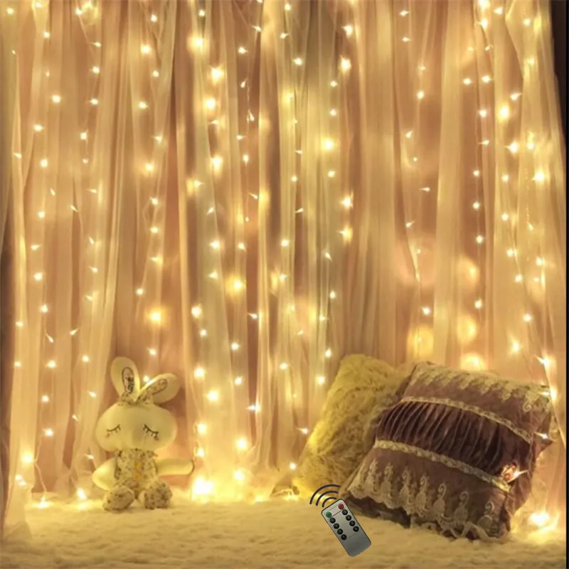 

Twinkle Star 3*3M 300LED Window Curtain Remote String Light for Wedding Party Home Garden Bedroom Outdoor Indoor Wall Decoration