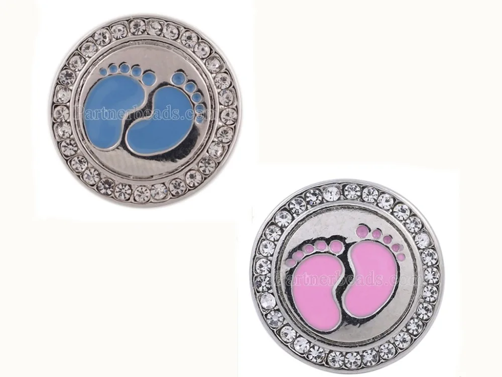 

10pcs/lot Interchangeable Accessory With Crystal Footprint Oem Odm Snap 20mm Fit Button Bracelet Jewelry Free Shipping KC8647