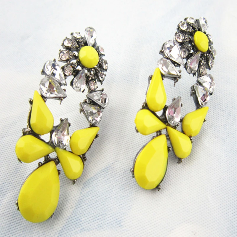 High Quality Yellow Fashion Studded Resin Earrings Jewelry Luxury