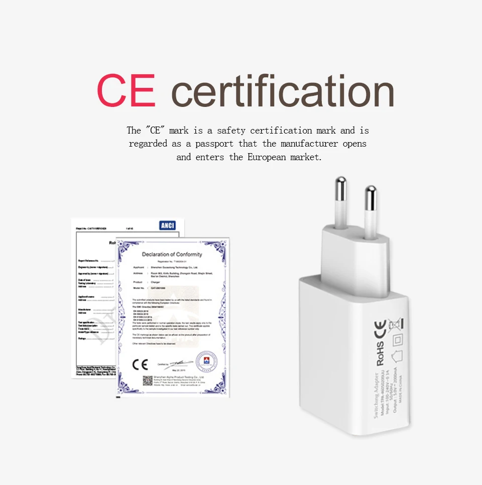 1PC CE Certification EU EUR Charger 5V1A 5V2A USB For Mobile Phone Charging and Electronic Device charging Travel in Europe (2)
