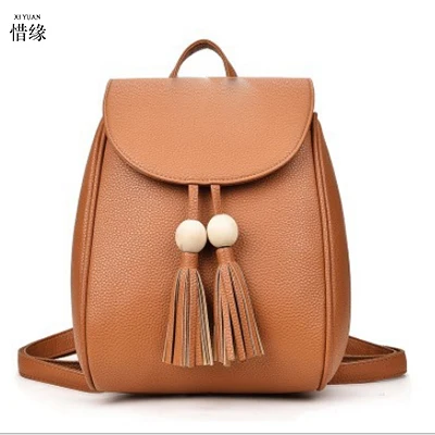 Women s Leather Backpack Tassel backpacks women PU backbag student school travel bags lady teenage girls
