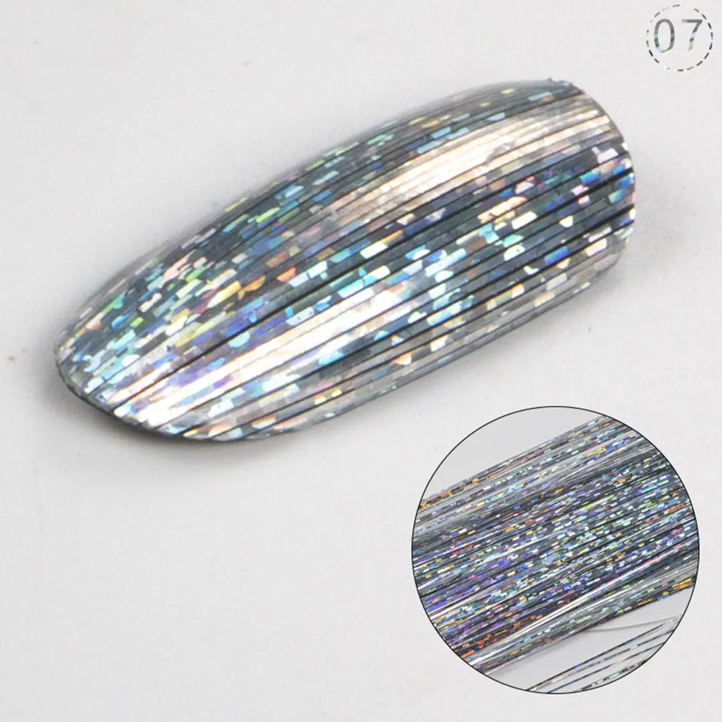 

Shiny Holographic Colorful Laser Strip Nail Ultra Thin Wire Silver Foil Line Nail Art Sticker Wire DIY Nail Art Decoration