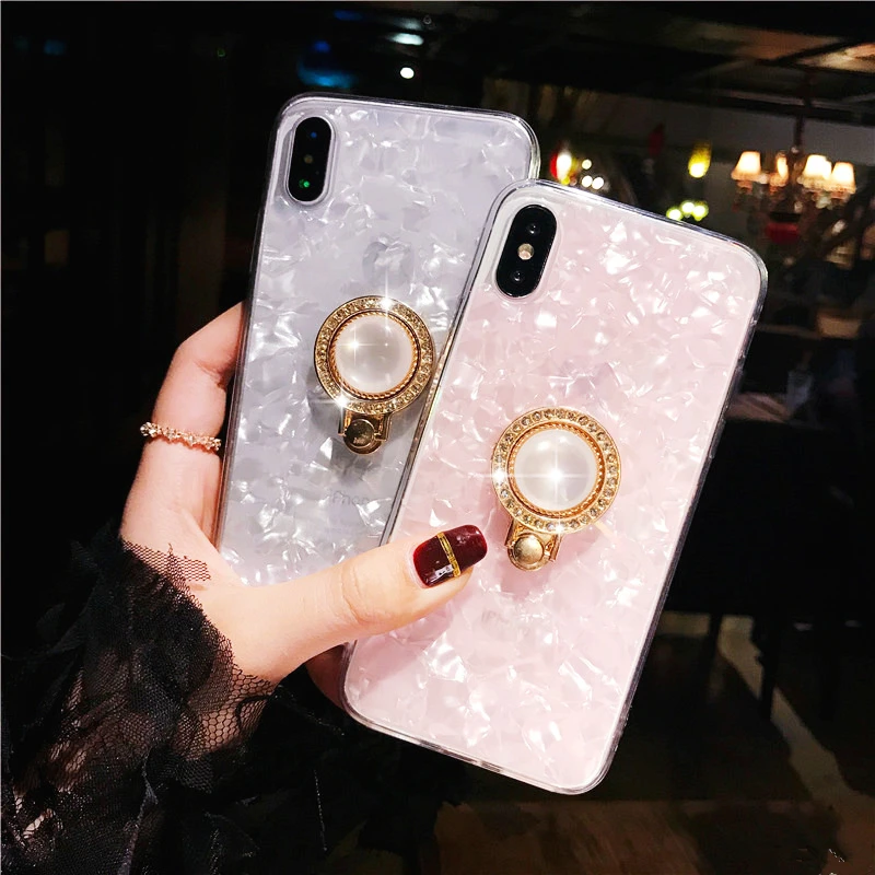 

Fashion 3D Pearl Ring Retro Shell Shiny Glitter soft case for Huawei P8 lite 2017 P9 P10 P20 pro Lite Honor 8 cute lovely cover