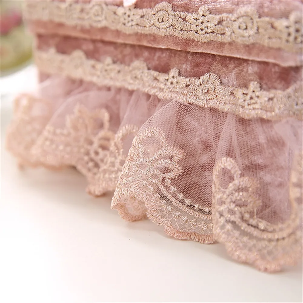 High-end Lace Fabric Tissue Box Holder Couple Bear Wedding Table Decoration Tissue Box Cover Case Napkin Dispenser Storage Box
