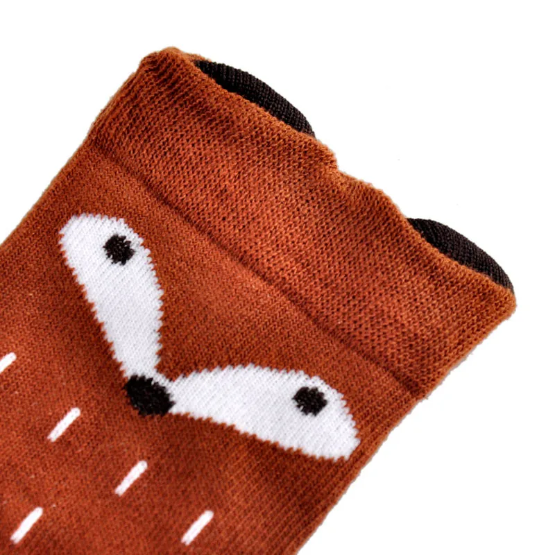 Новые хлопковые милые детские носки с лисой для маленьких девочек чулочно-носочные изделия, серые зимние компрессионные теплые гольфы для бега