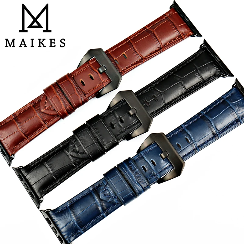 Ремешок для часов MAIKES из натуральной кожи браслет Apple Watch 42 мм 38 44 40 iWatch 1 2 3 4