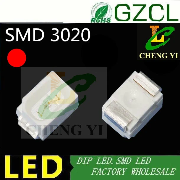 Ultra Bright 3020 Smd Red Led 800 1000mcd 3 0 2 0mm Chip Led 2 0 2 2v Reverse Polarity Led Led Anti Glare Led Digital Wrist Watchled Core Aliexpress