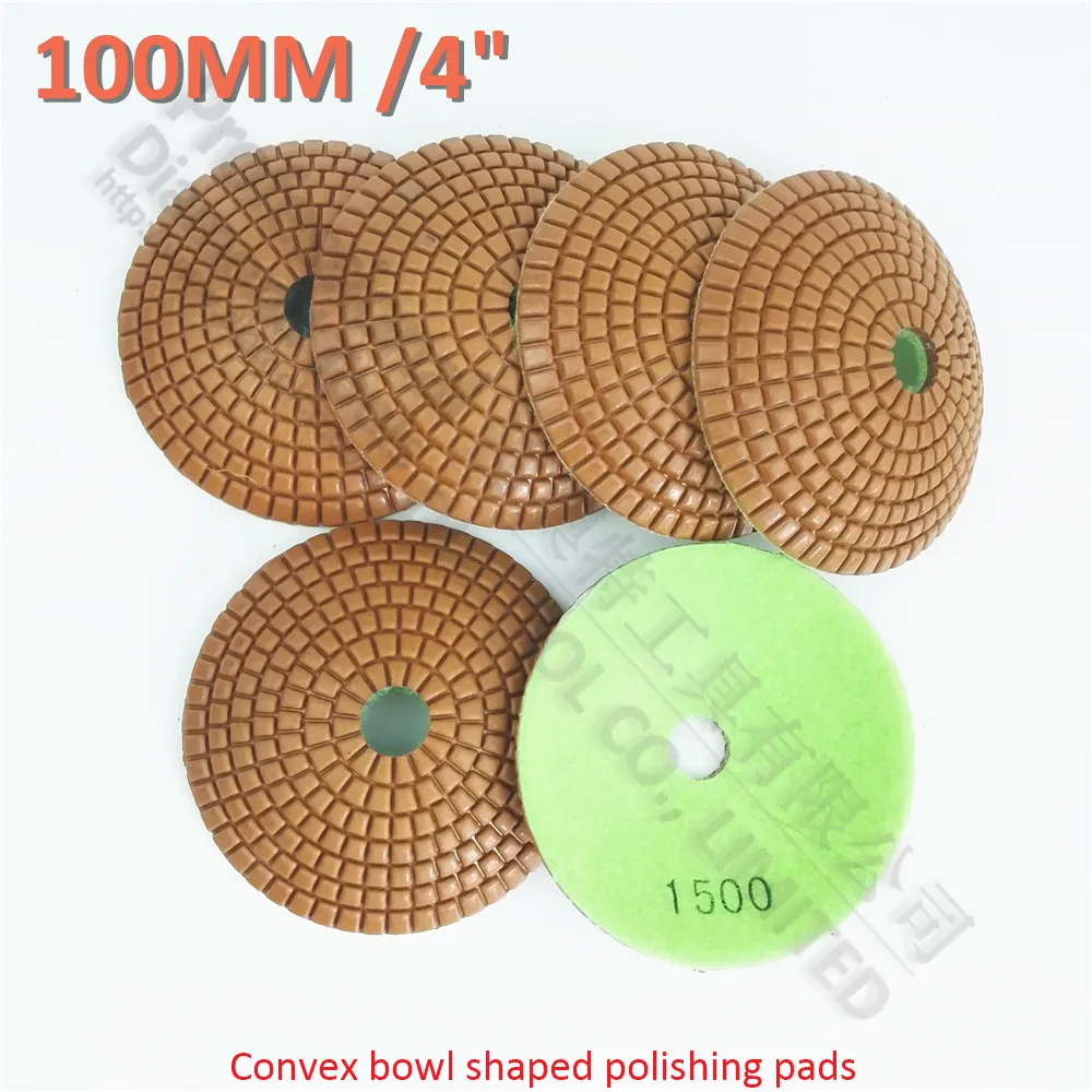 Buy DIATOOL 6pcs 4" 1500 Convex Wet Diamond Polishing Disc 100MM Bowl Shaped