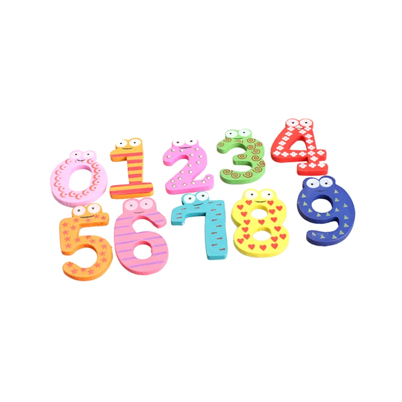

10PCS Cute Numbers Wooden Fridge Magnetic Animal Sticker Figure Toys MU
