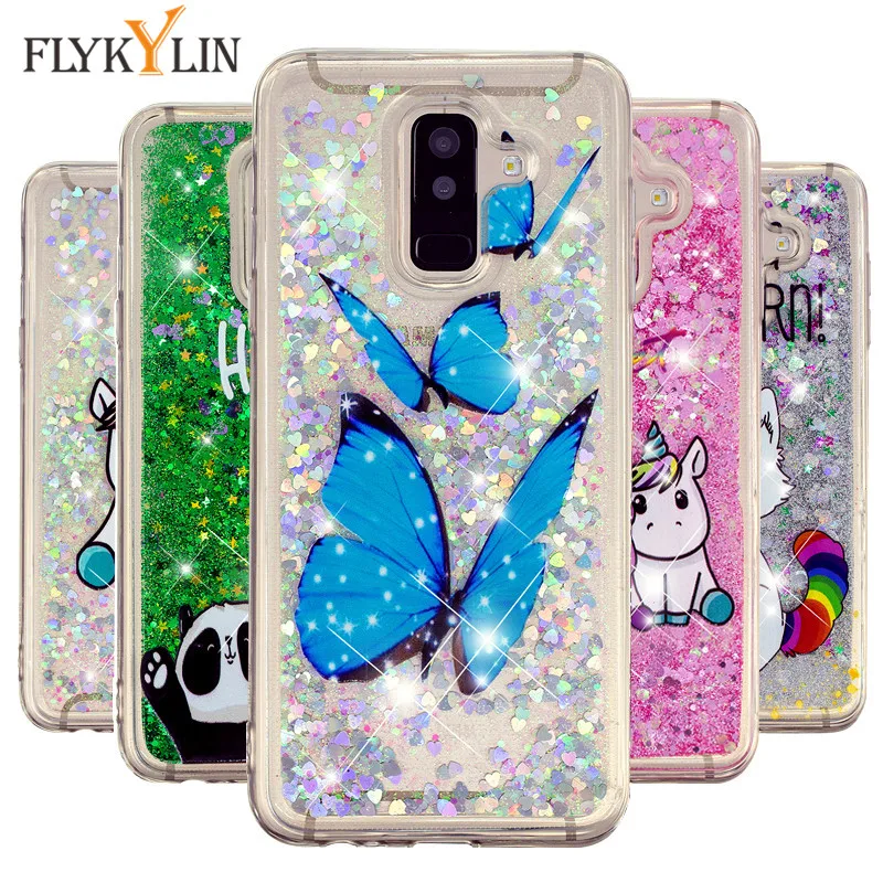Silicone Case on For Fundas Samsung Galaxy A6 2018 Liquid Glitter Soft TPU Phone Cases Coque Plus Cover |