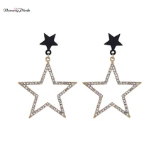 Banny/розовые блестящие серьги-гвоздики со стразами и звездами для женщин, массивные геометрические Эффектные серьги-столбы, шикарные серьги, подарок для девочек
