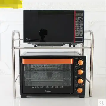 Kitchen rack microwave oven rack double stainless steel oven rack two layers of stainless steel rack kitchen supplies