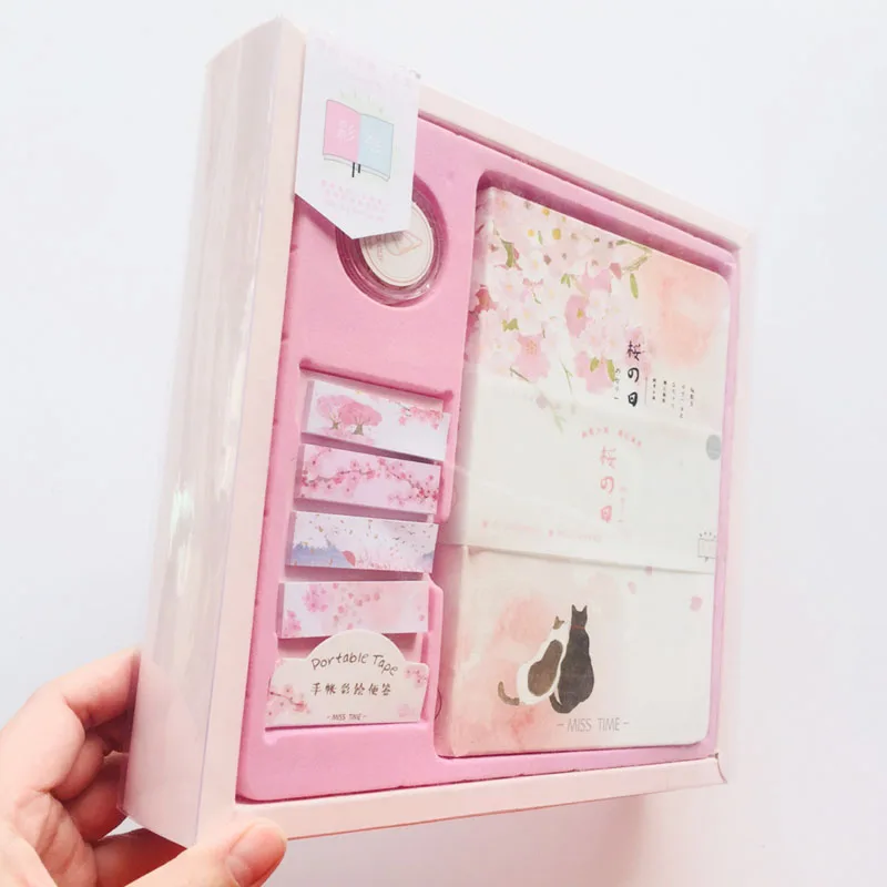 Свежий Сакура сезон ручной дневник для счетов блокноты для записей бумажный зажим Канцелярский набор подарки на день рождения